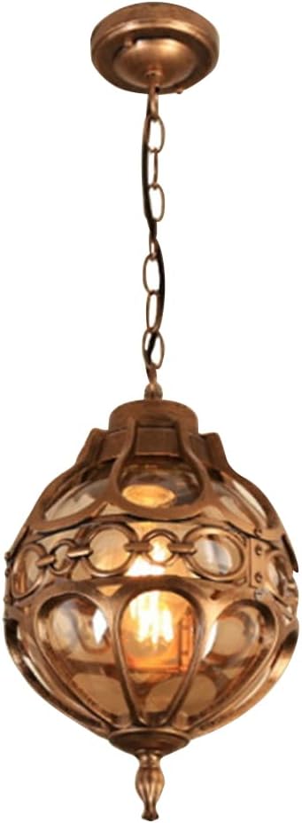 Retro Outdoor Pendant Light Industrial Vintage Outside Waterproof Ceiling Hanging Light Globe Glass Lampshade