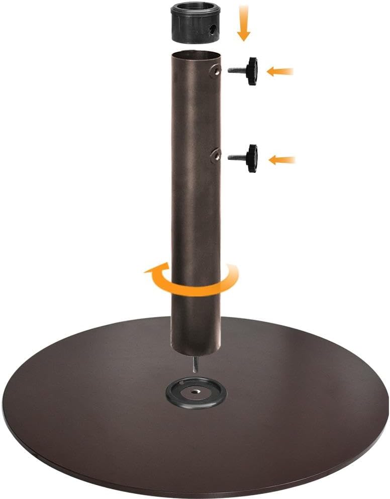 USA Up to 140 lbs Heavy Duty Round Umbrella Base, Steel Plate Patio Umbrella Stand Holder or Patio Table