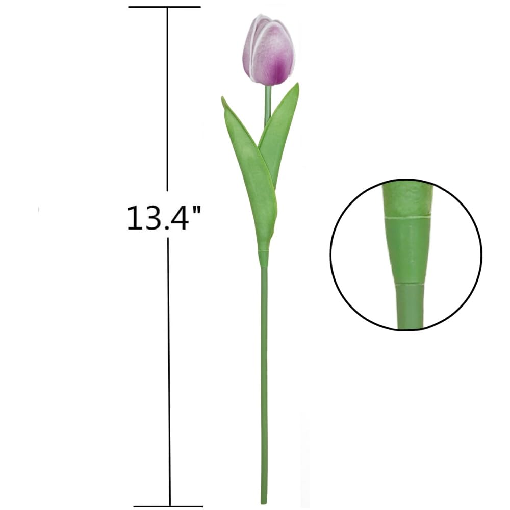 Artificial Tulips 30Pcs Real Touch PU Tulip Fake Purple