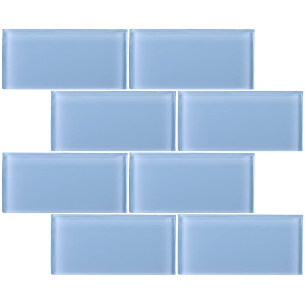 Pacific Ocean 3x6 Blue Glass Subway Mosaic Wall Tile Kitchen Backsplash Accent Decor (Price per Square feet, 8 Pieces)