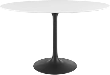 Inspired Saarinen Style Tulip Oval Pedestal Dining Table — Black Base / White Top, 48″ Oval