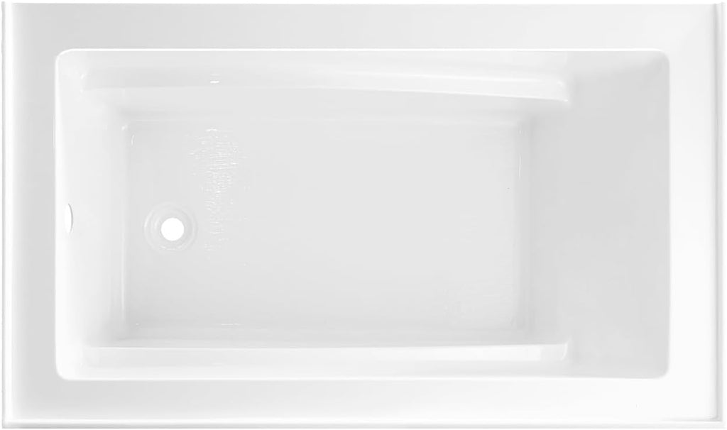 VTAM5432L22D 54-Inch Anti-Skid Acrylic 3-Wall Alcove Tub with Left Hand Drain, Glossy White