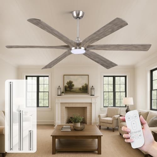 60" Ceiling Fan with LED Light and Remote - Gray