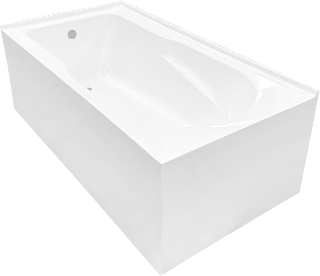 VTAM6032L21TS 60-Inch Acrylic 2-Wall Corner Alcove Tub with Left Hand Drain, White