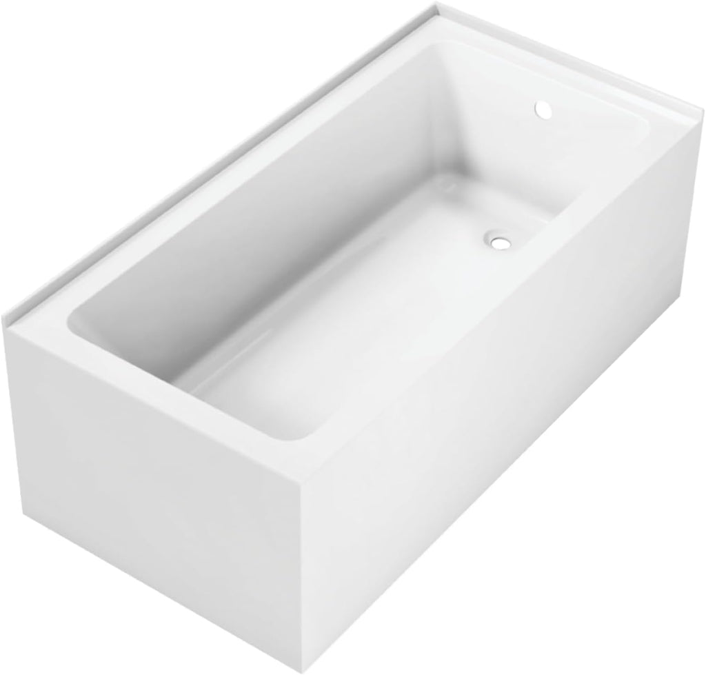 VTAP6030R22TS 60-Inch Acrylic 2-Wall Corner Alcove Tub with Right Hand Drain, White