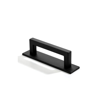 5 Pack 3 Inch Hole Center Matte Black Cabinet Pull with Backplate Solid Heavy-Duty Handles with Base Plate Cabinet