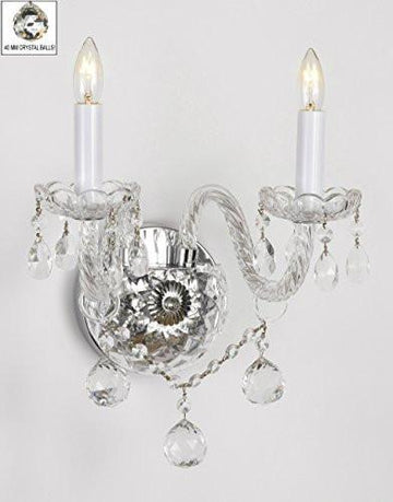 Swarovski Crystal Trimmed Chandelier Murano Venetian Style All-Crystal Wall Sconce With Crystal Balls - G46-B6/2/386 Sw