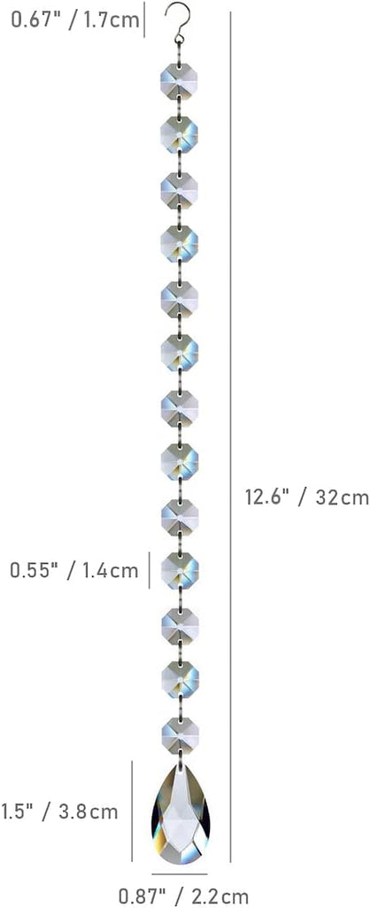 1ft Teardrop Crystals Garland, Hanging Chandelier Crystals Prism Bead Chain - 10 PACK Glass Chandelier Replacement