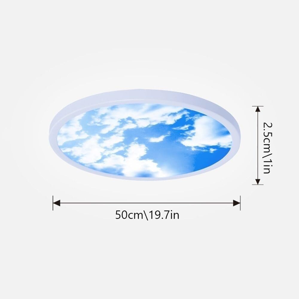 Modern Simple Creative Blue Sky, White Clouds, Swirling Beauty Ceiling Light, LED color Dimming Ultra Thin Round