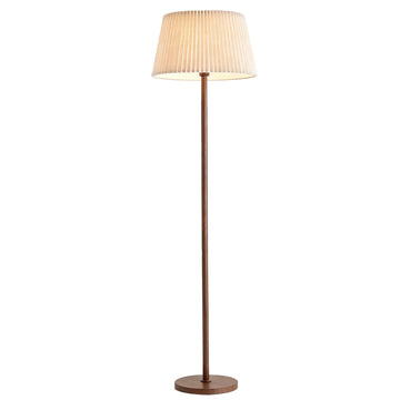 Modern Minimalist Red Wood Pattern Floor Lamp With 2 Style Linen Shades