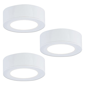 Wired LED Puck Lights 120V (2.7Wx3) Plug-in Lighting Warm White, LED Cabinet Light Can Be Surface Mount or Recess