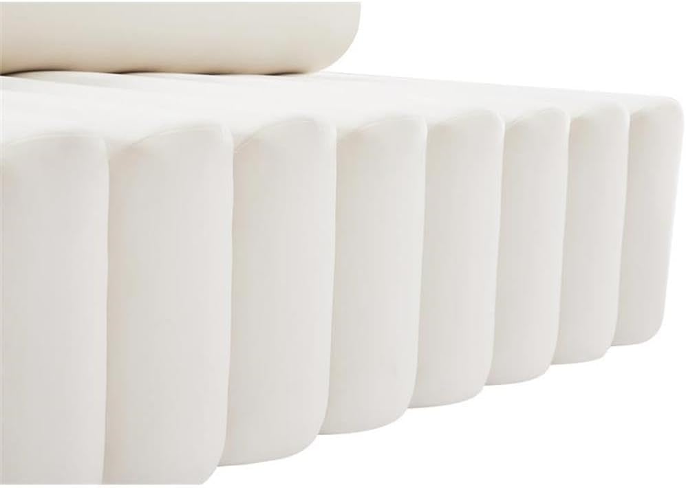 647Cream-L Melody Collection Modern | Contemporary Velvet Upholstered Loveseat with Deep Channel Tufting