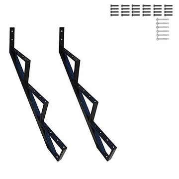 27 Inch Black Steel Stair Step Riser, 3-Step Metal Stair Stringer, 2 Pack Steel Stair Stringer for 27" Height Deck