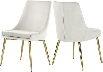 Modern, Contemporary Velvet Upholstered Dining Chair with Sturdy Metal Legs, Set of 2, 19.5" W x