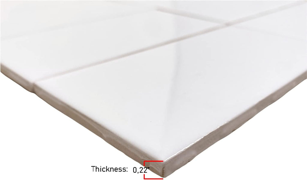 White Ceramic 3x6 Glossy Subway Wall Tile Backsplash Shower, Accent Decor, Fireplace (80 Pieces - Box of 10 sq.ft.)