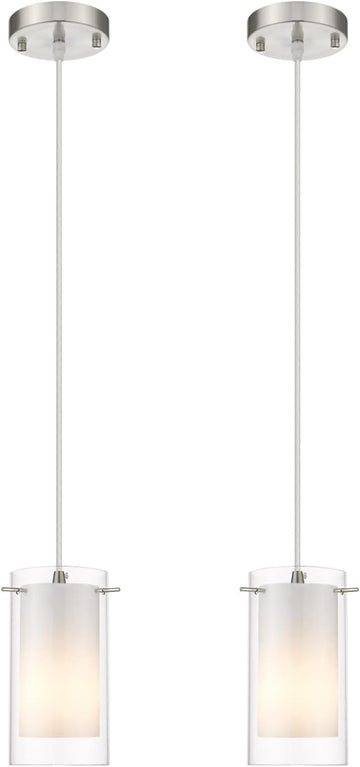 Modern Glass Pendant Light 2 Pack, Adjustable Hanging Kitchen Island Lights Pendant Lighting Fixture Dining Room