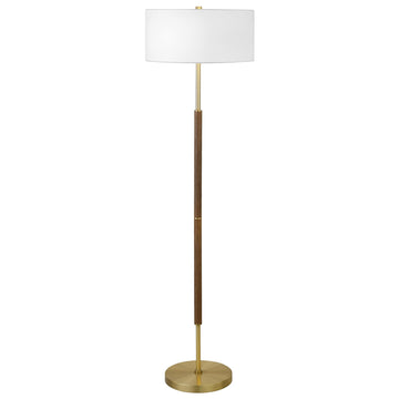 61" Modern 2-Light Floor Lamp, Medium Oak