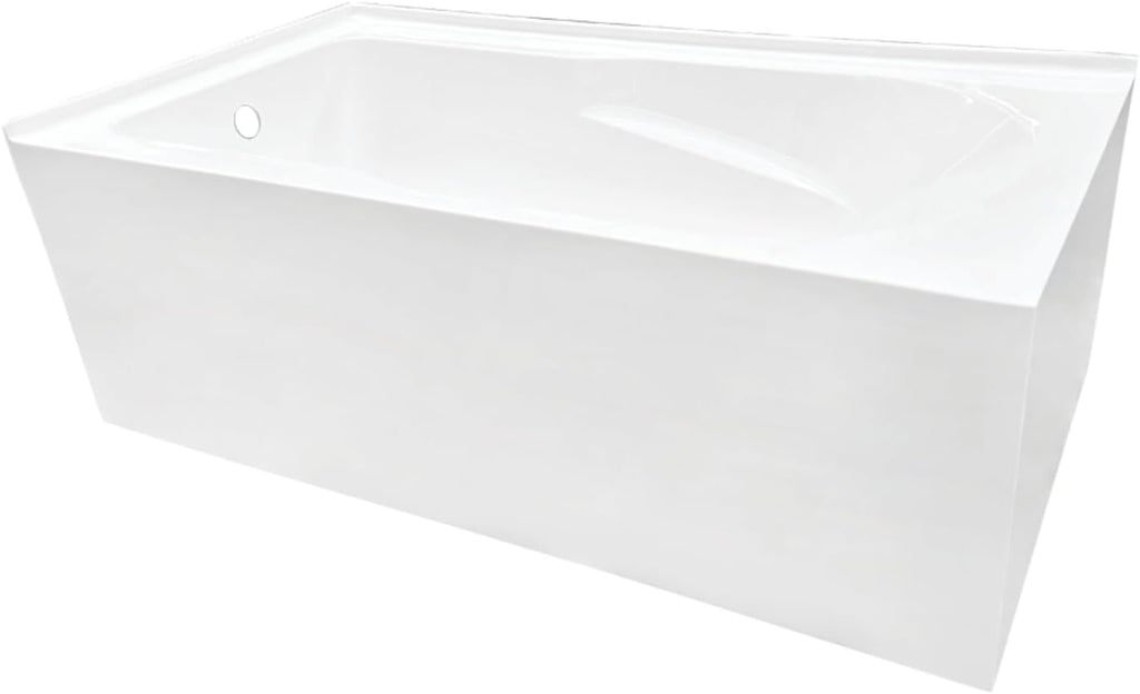 VTAM6032L21TS 60-Inch Acrylic 2-Wall Corner Alcove Tub with Left Hand Drain, White