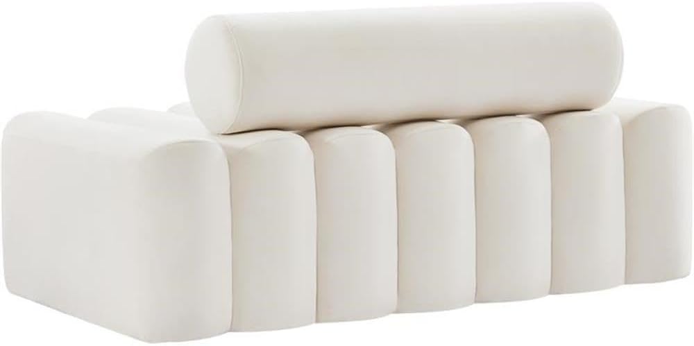 647Cream-L Melody Collection Modern | Contemporary Velvet Upholstered Loveseat with Deep Channel Tufting