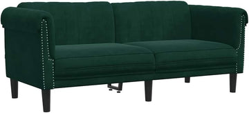 Dark Green Velvet 2-Seater Sofa with Thick Padding, Sturdy Legs, and Modern Design