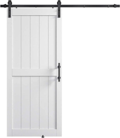 36in x 84in MDF Sliding Barn Door with 6.6ft Barn Door Hardware Kit & Handle, Pre-Drilled Holes Easy