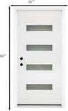 36 x 80 Fiberglass Entry Door, Modern Front Door with 4-Lite Frosted Glass, Exterior Entry Door for Home, Right Hand