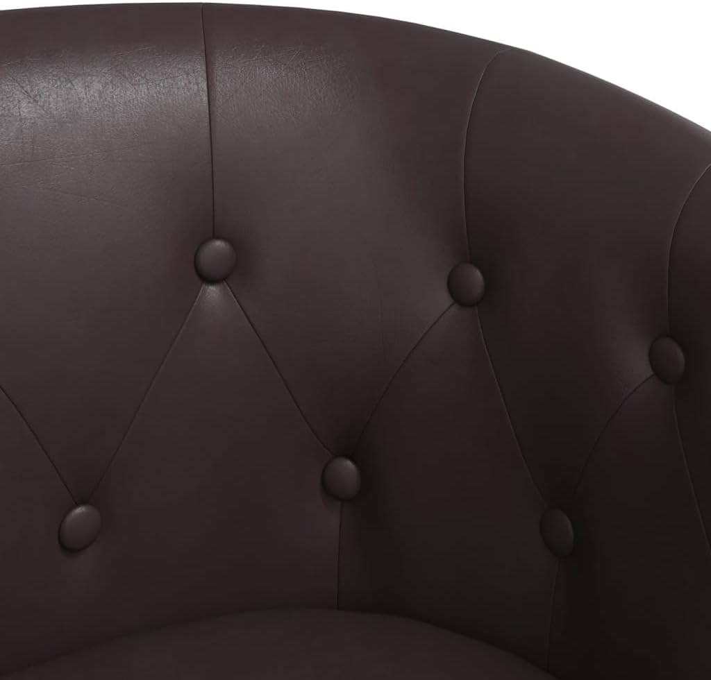 Modern Lounge Chair and Ottoman — Brown Faux Leather