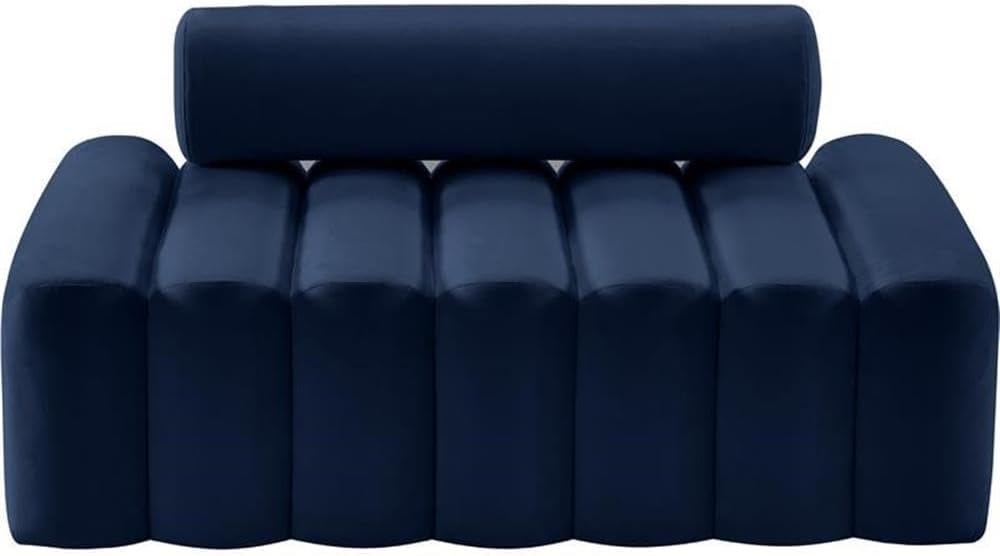 647Navy-L Melody Collection Modern | Contemporary Velvet Upholstered Loveseat with Deep Channel Tufting