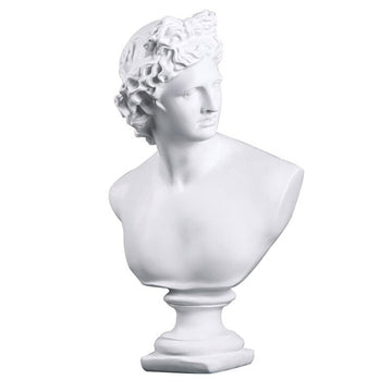 11.8 Inch Classic Greek White David Man Bust Statue, Large Resin Goddess Apollo Sculpture Décor