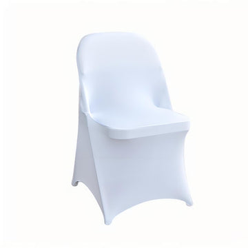 50 Pcs White Folding Chair Cover Washable Removable Universal Fitted Chair Cover Protector for Wedding Party Banquet