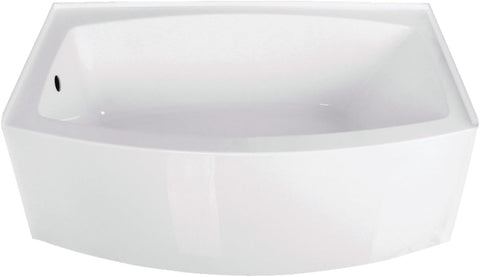 VTDR603022L 60-Inch Acrylic Curved Apron 3-Wall Alcove Tub with Left Hand Drain Hole, White