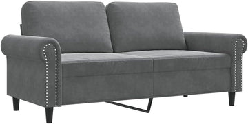 55.1 Inch Velvet 2-Seater Sofa Dark Gray , Small Couch with Metal Frame and Thick Padded Seats Armrests Back Pillows
