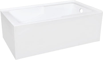 VTAM6032R22S 60-Inch Acrylic 2-Wall Corner Alcove Tub with Corner Apron, Right Hand Drain Hole, White