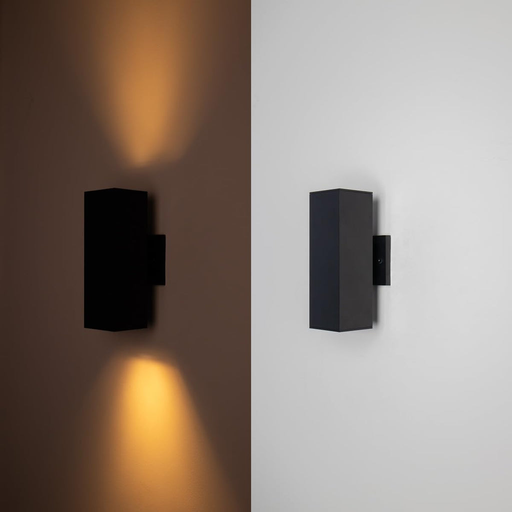 Modern Outdoor Porch Light Patio Light in 2 Lights with Aluminum Rectangular Tube and Tempered Glass Cover Waterproof