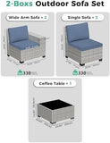 6-Piece Wicker Outdoor Patio Furniture Set | Blue All-Weather Resistant for Backyard, Garden & Porch
