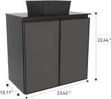 24" Black Steel Bathroom Vanity Set with Tempered Glass Countertop - Industrial Vanity Cabinet