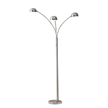 Inspired Arco Style 5118-22 Domino Arc Lamp, 84 in, 3 x S11 Shape Bulbs E17 Intermediate Socket, Brushed Steel, 1 Floor Lamp