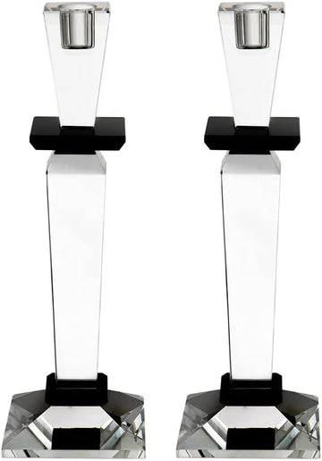 Crystal Candlestick Holder Pair Table Centerpieces Smoke
