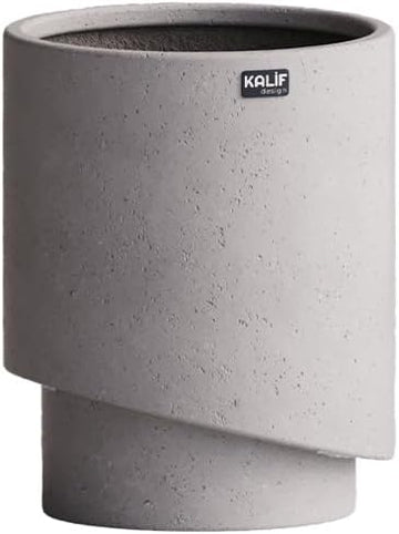 Damu' Cylindrical Fiberstone Indoor/Outdoor Planter - 15.5 Inch Diameter - White