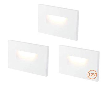 12V Low Voltage 3 Color Indoor and Outdoor LED Step Light, 3000K/4000K/5000K, Stair Light, White, 3 Pack, Wet