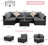 7-Piece Wicker Outdoor Patio Furniture Set | Black All-Weather Resistant for Patio, Garden & Porch