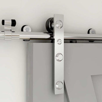9.6FT Stainless Steel Sliding Door Hardware Kit Heavy Duty and Smoothly Wooden Barn Door Kit fit for 29" Wide Double