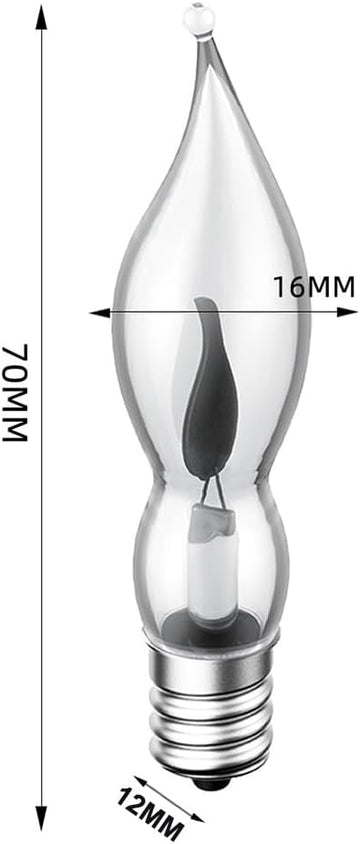 Flicker Flame Crystal Clear Flame Tip Candelabra Replacement Bulbs - Great for Electric Window Candle Lamps CA5 E12 1