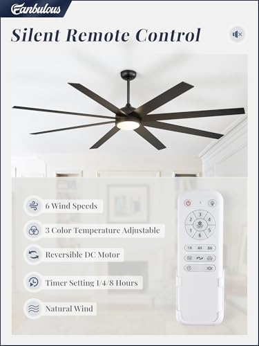 80" Ceiling Fan with LED Light and Remote - Black