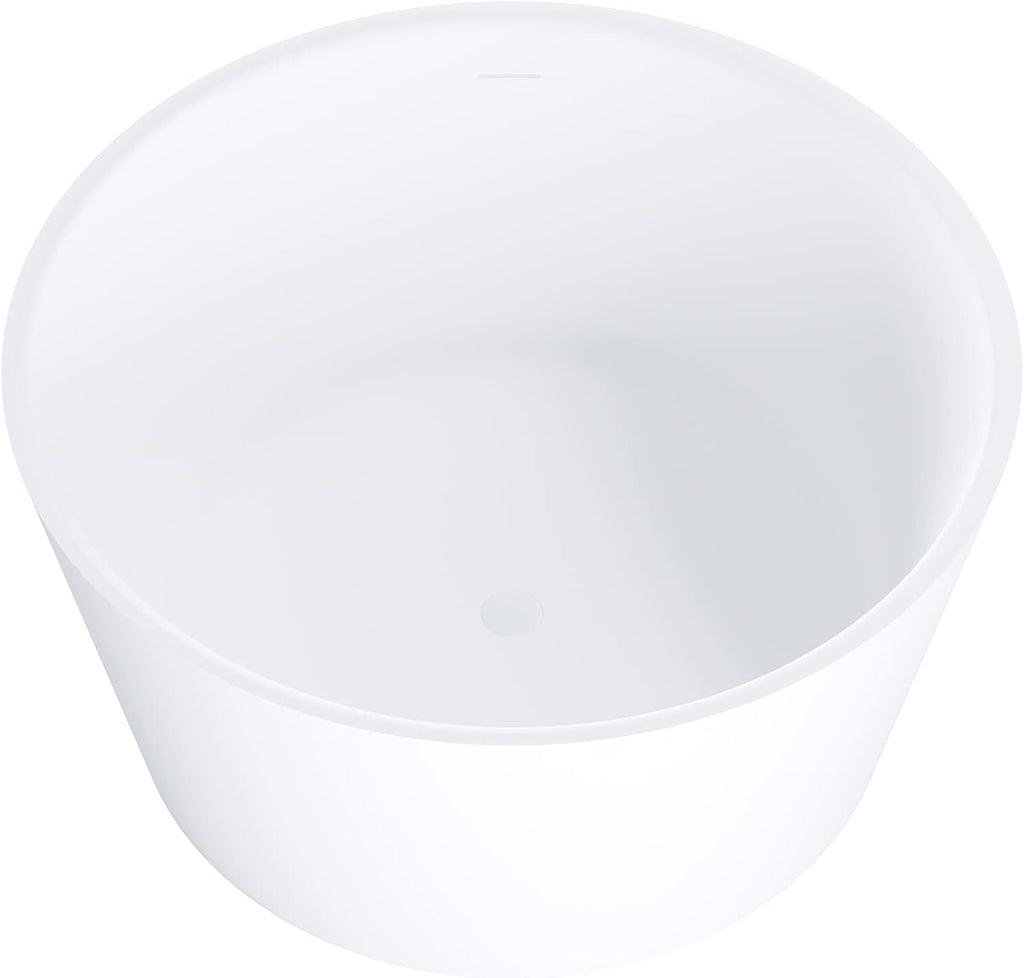 078 48" Round Luxury Stone Resin Solid Surface Freestanding Bathtub White Modern-Roud 48"