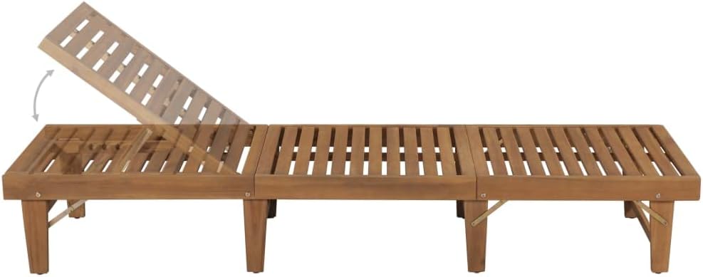 Patio Lounge Chair, Outdoor Chaise Lounge Chair, Folding Sunlounger, Sunbed Poolside Porch Balcony, Solid Acacia Wood