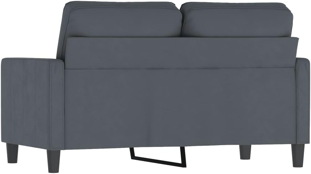 2-Seater Velvet Upholstered Sofa Couch with Metal Frame, 47.2 Inch Small Sofa Apartment, Dark Gray