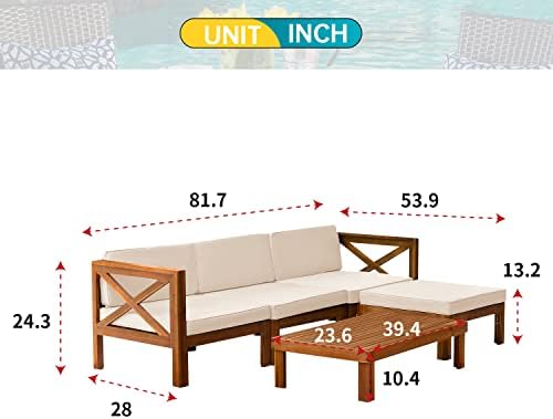 5-Piece Acacia Wood Outdoor Patio Furniture Set - Bistro for Backyard, Garden & Porch