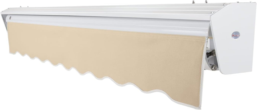 18' Destin Left Motor (18' x 10') Retractable Patio Awning, Tan
