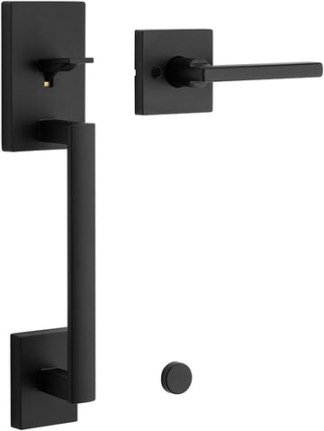 San Clemente Front Door Handle No Lock, Entry Handleset Exterior with Interior Reversible Handed Lever, Non-Locking - Door Handleset